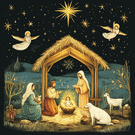 Cr&egrave;che de No&euml;l illumin&eacute;e sous les &eacute;toiles